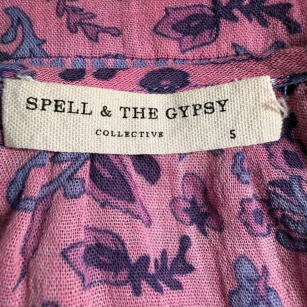 Spell & The Gypsy Journey Blouse Womens S Purple Peasant Top Boho Romantic - Picture 7 of 11